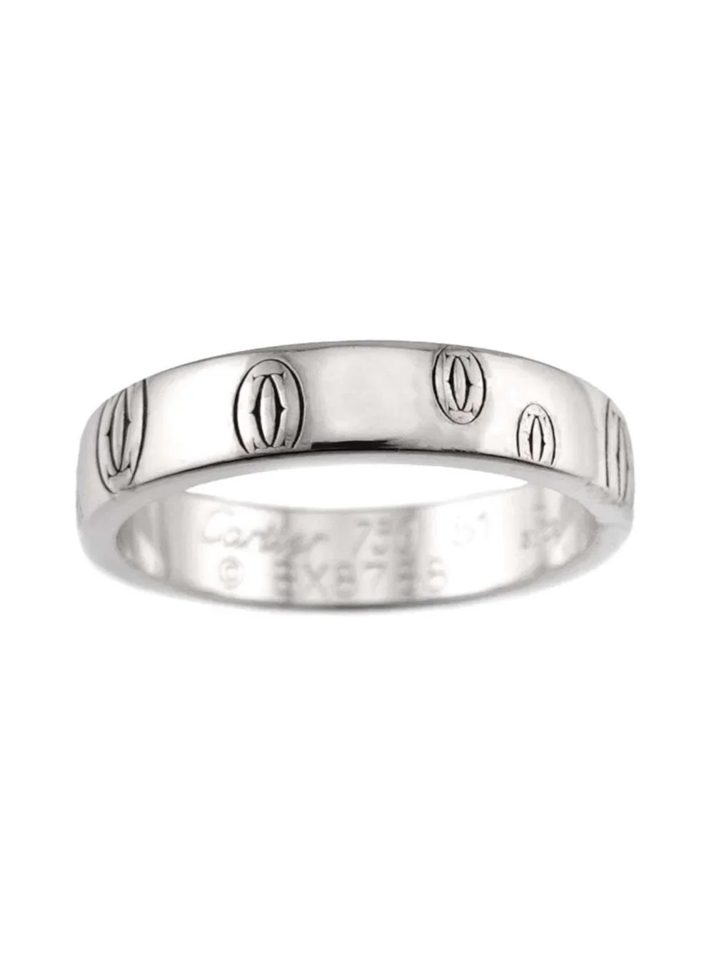 Cartier Happy Birthday Logo SM 51 Ring 18K White Gold